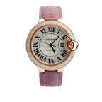 18k Rose Gold Diamond Bezel Ballon Bleu de 33 MM Automatic Watch Silver Dial 3282