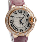 18k Rose Gold Diamond Bezel Ballon Bleu de 33 MM Automatic Watch Silver Dial 3282