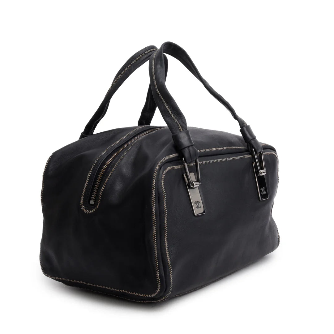 Black Lambskin Bowler Bag