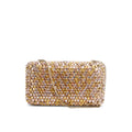 Gold Sleek Rectangle Gems Clutch w/ Chain