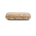 Gold Sleek Rectangle Gems Clutch w/ Chain