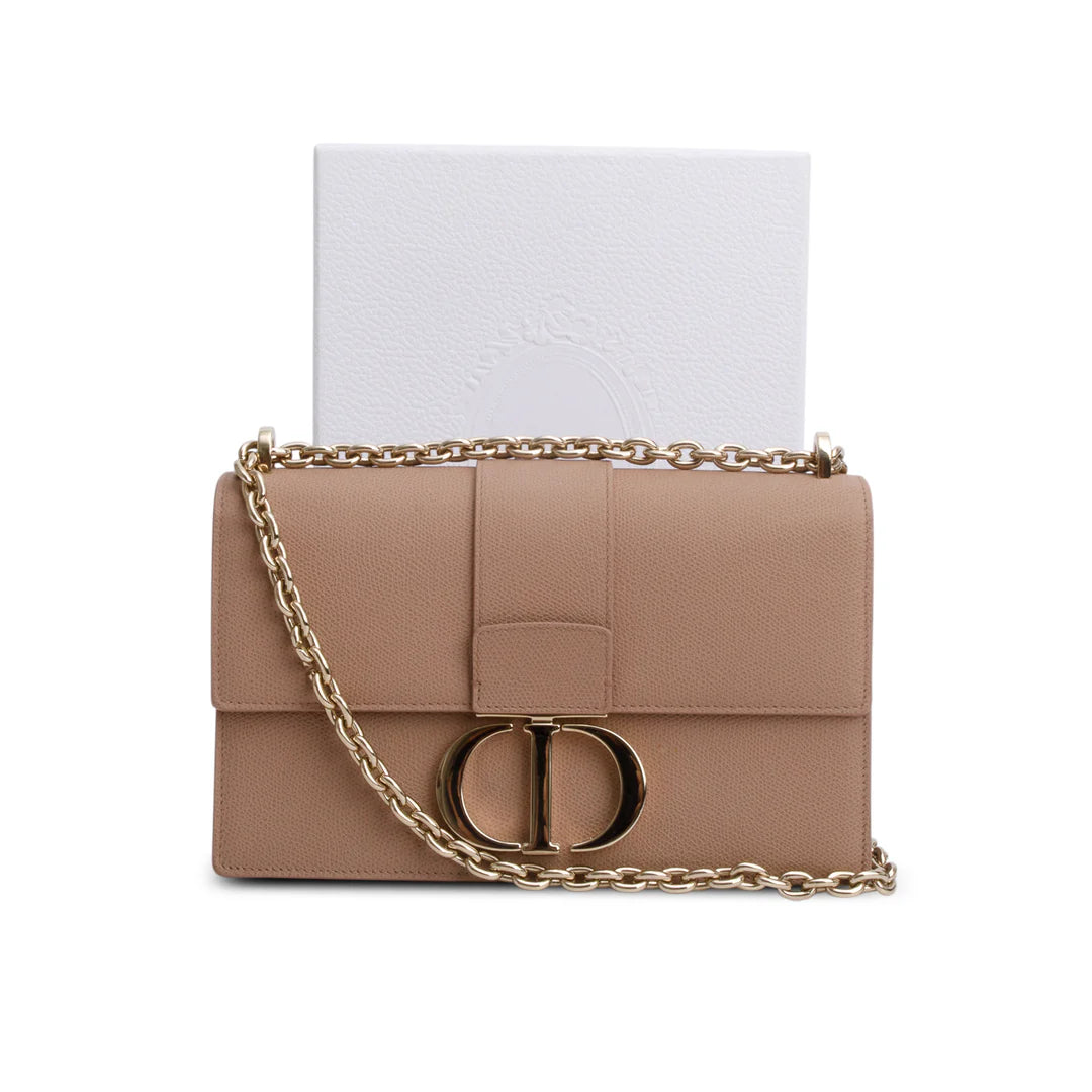 Pink Grained Calfskin 30 Montaigne Flap Bag w/ Box &amp; Authenticity Card