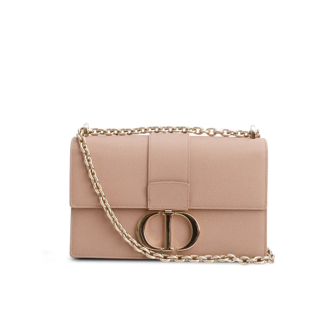 Pink Grained Calfskin 30 Montaigne Flap Bag w/ Box &amp; Authenticity Card