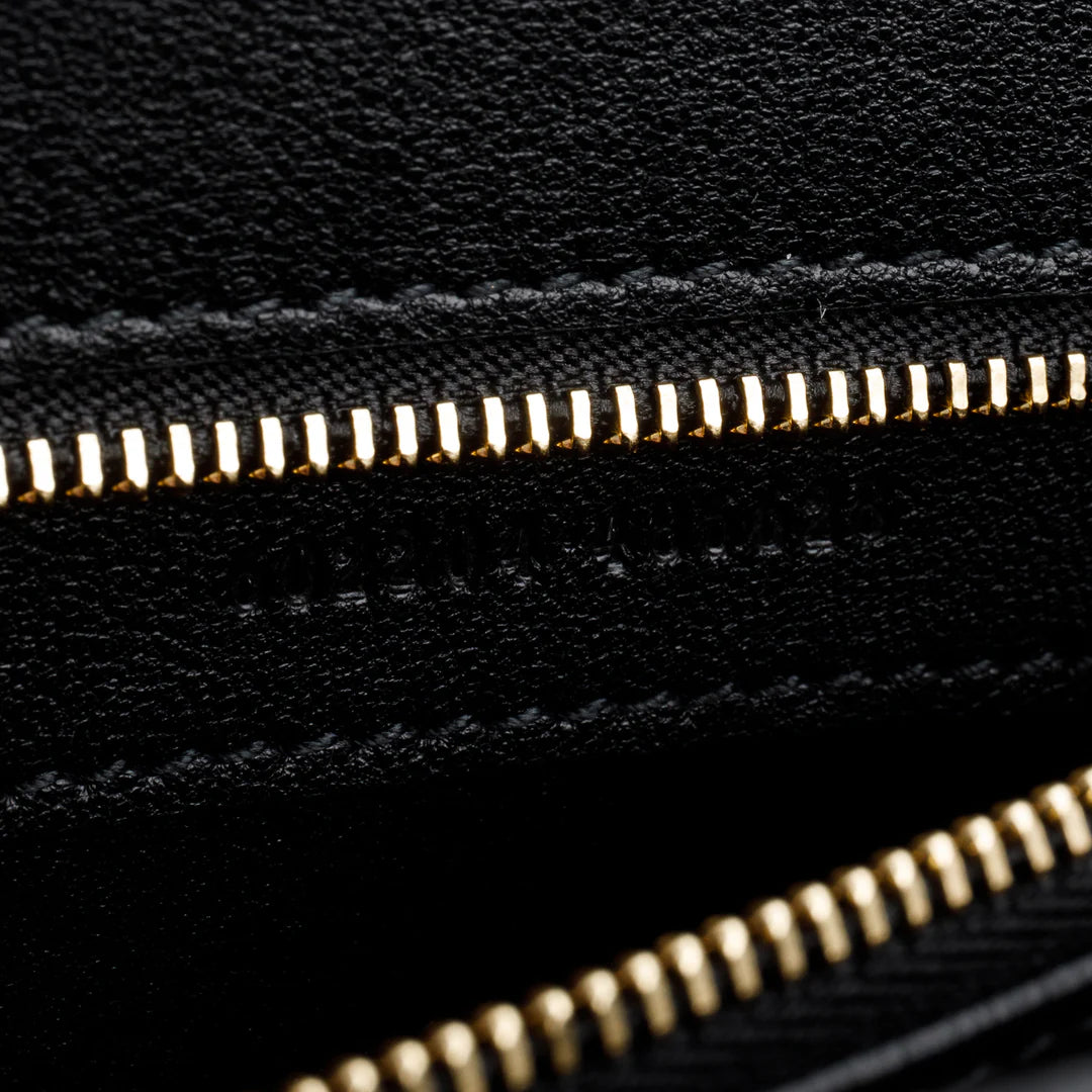 Black Leather Shearling Trim Horsebit 1955 Small Shoulder Bag