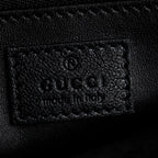 Black Leather Shearling Trim Horsebit 1955 Small Shoulder Bag