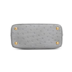 Grey Ostrich Leather Small Double Zip Galleria