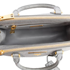 Grey Ostrich Leather Small Double Zip Galleria