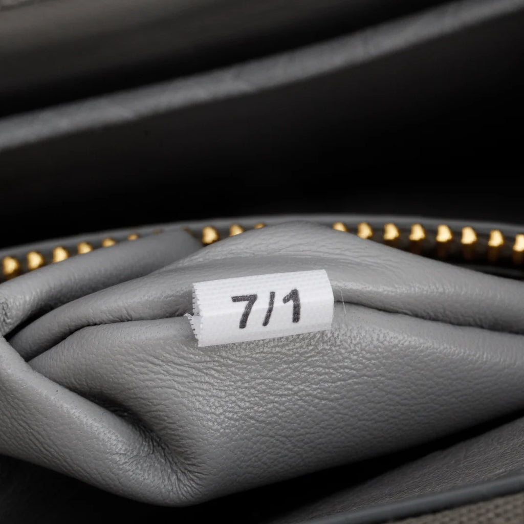 Grey Ostrich Leather Small Double Zip Galleria