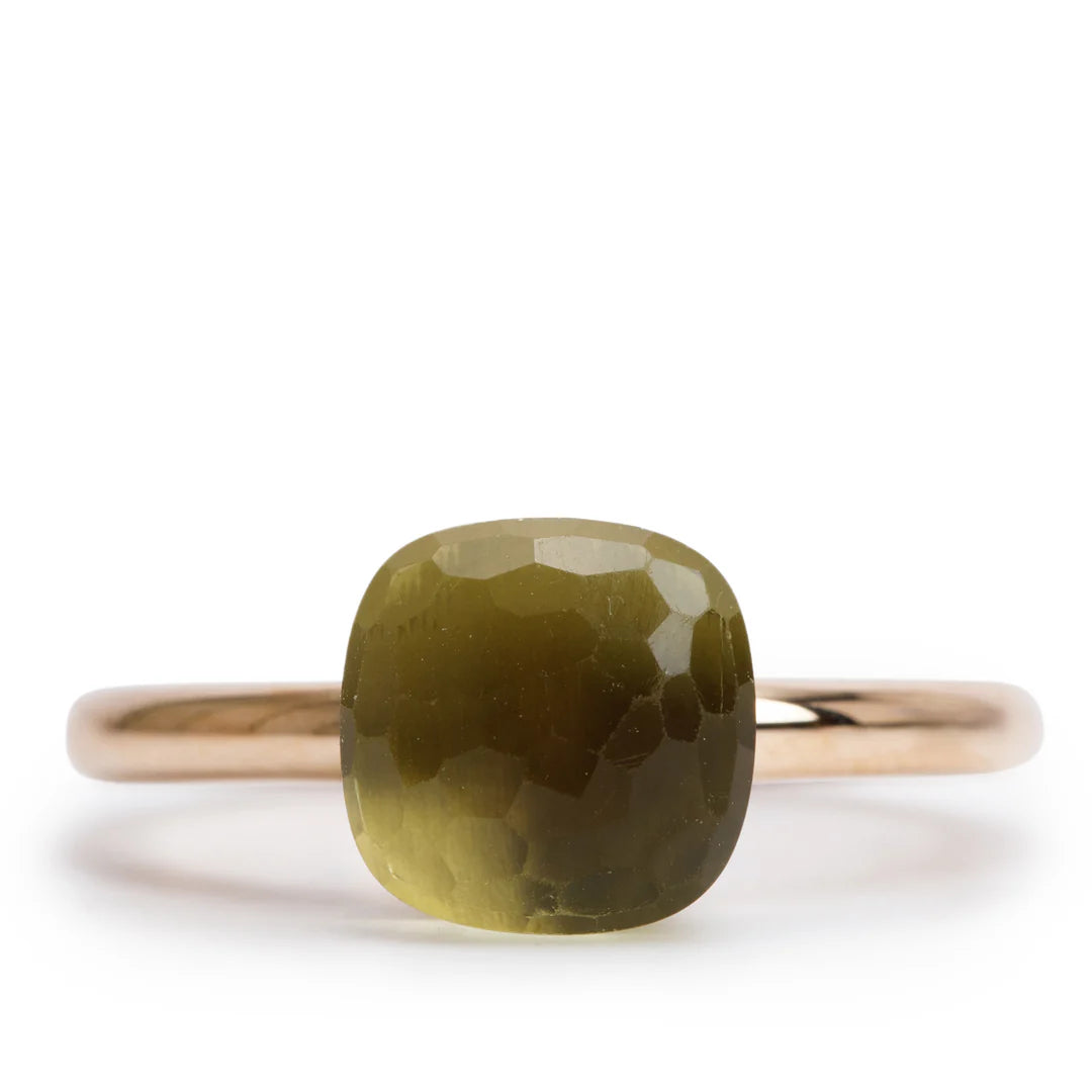 18k Rose Gold Lemon Quartz Nudo Petit Ring, Size 5 w/ Box