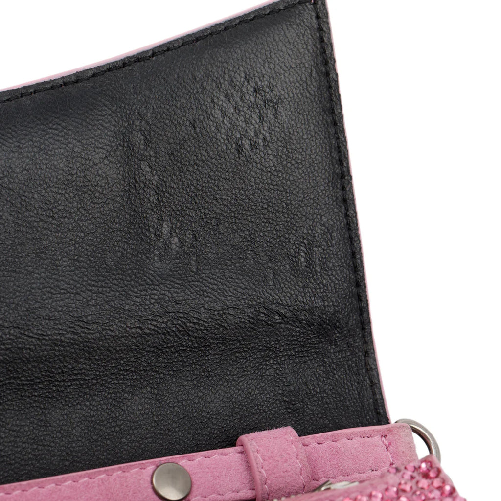 Pink Rhinestone Hourglass Wallet on Chain w/ Box