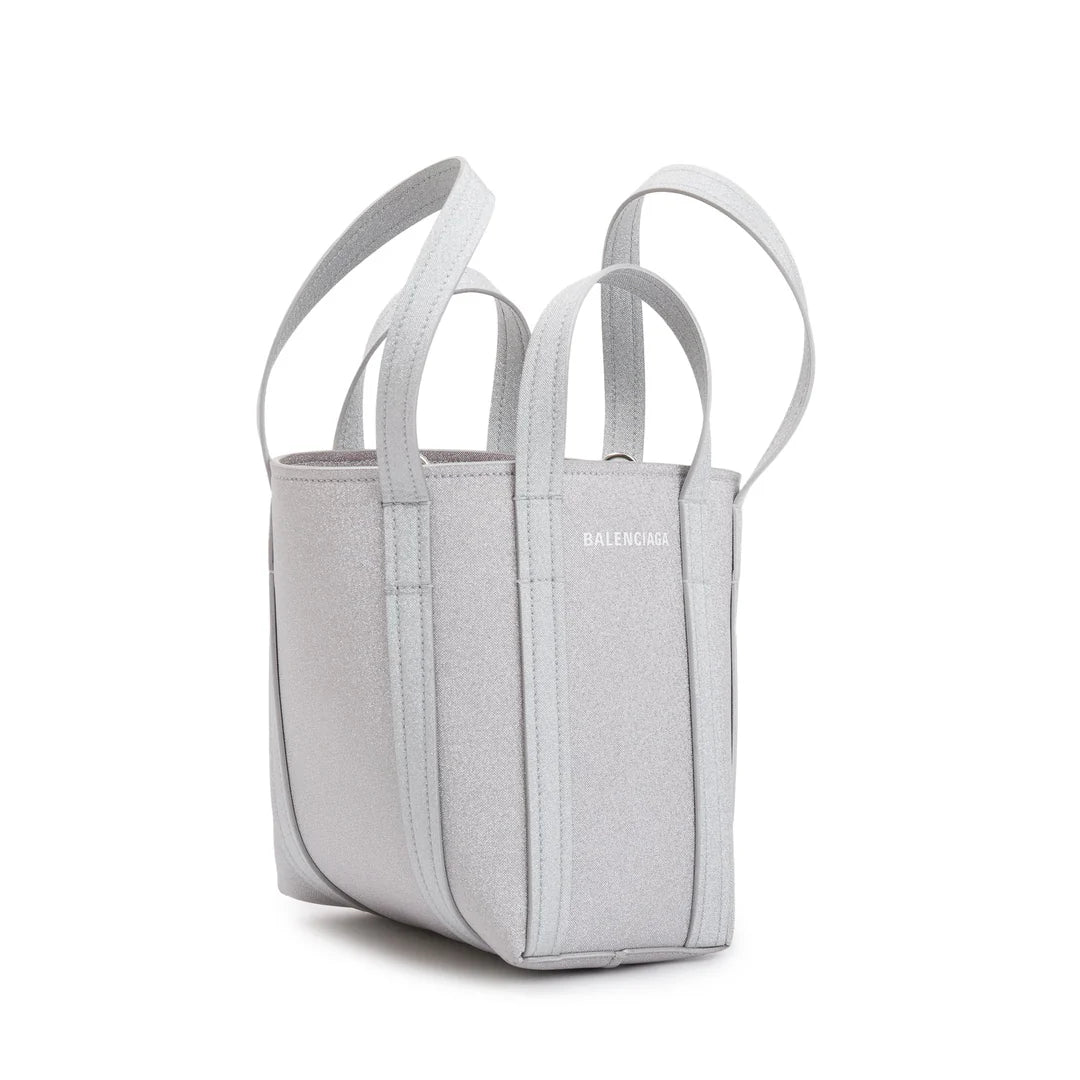 Silver Sparkling Fabric Everyday XS North-South Tote w/ Box