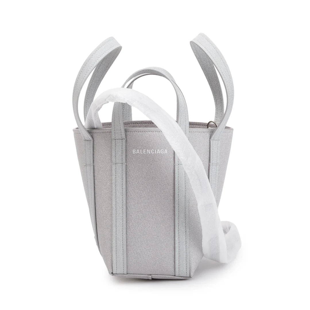 Silver Sparkling Fabric Everyday XS North-South Tote w/ Box