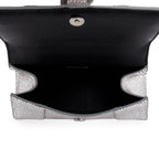 Suede Rhinestone Hourglass XS Top Handle Bag w/ Strap