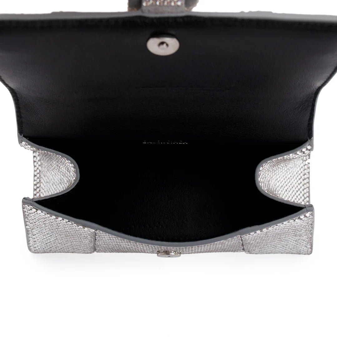 Suede Rhinestone Hourglass XS Top Handle Bag w/ Strap