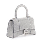 Suede Rhinestone Hourglass XS Top Handle Bag w/ Strap