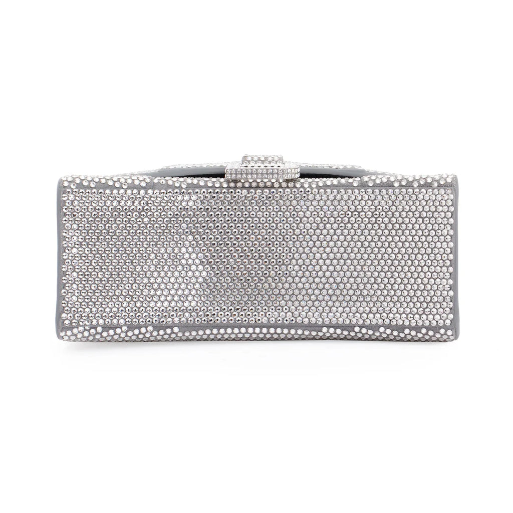 Suede Rhinestone Hourglass XS Top Handle Bag w/ Strap