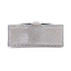 Suede Rhinestone Hourglass XS Top Handle Bag w/ Strap