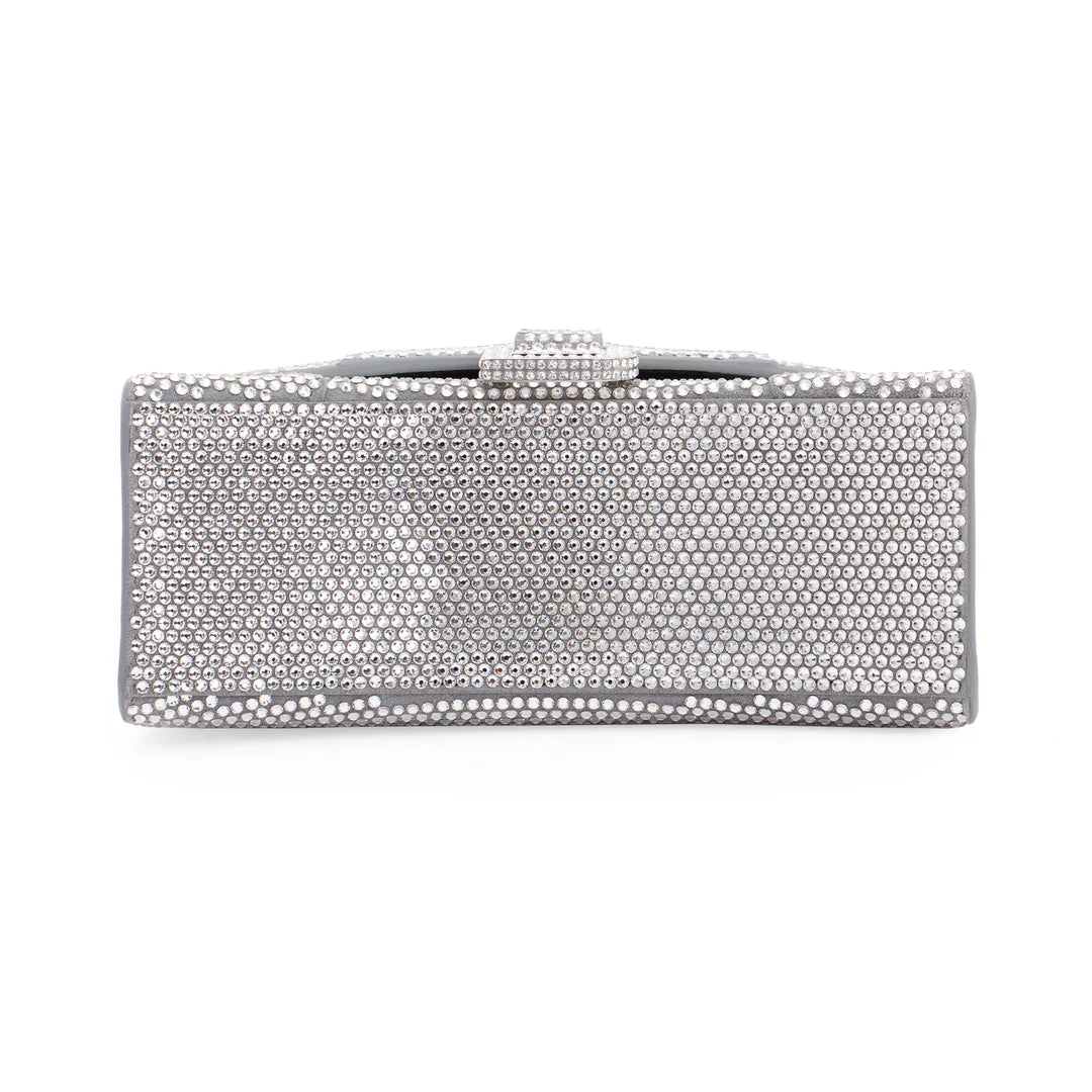 Suede Rhinestone Hourglass XS Top Handle Bag w/ Strap