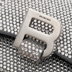 Suede Rhinestone Hourglass XS Top Handle Bag w/ Strap