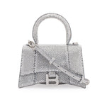 Suede Rhinestone Hourglass XS Top Handle Bag w/ Strap