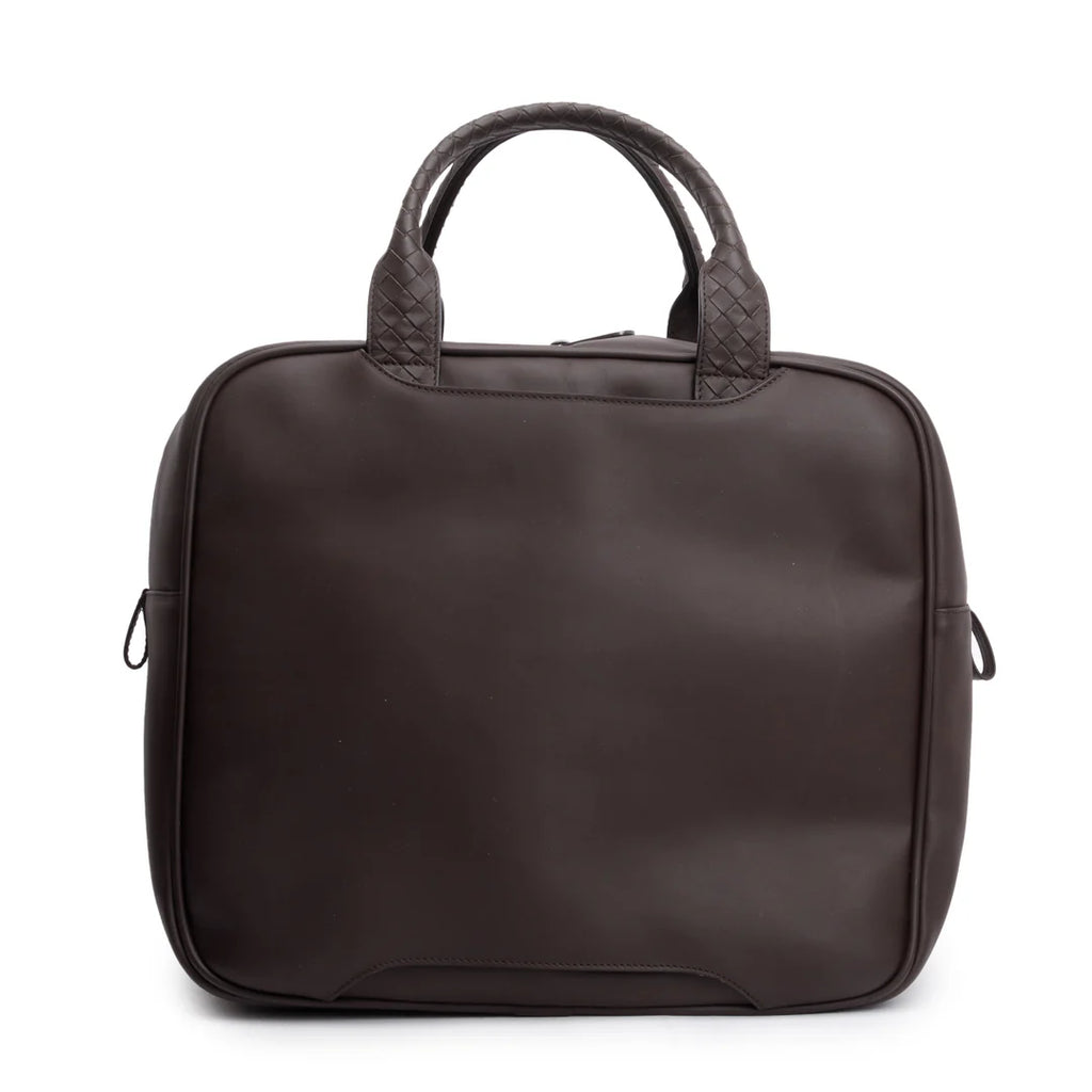 Brown intrecciato Leather Top Handle Briefcase
