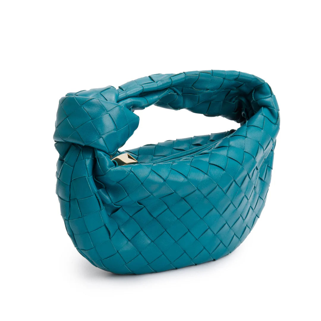 Turquoise Intrecciato Leather Mini Jodie Bag