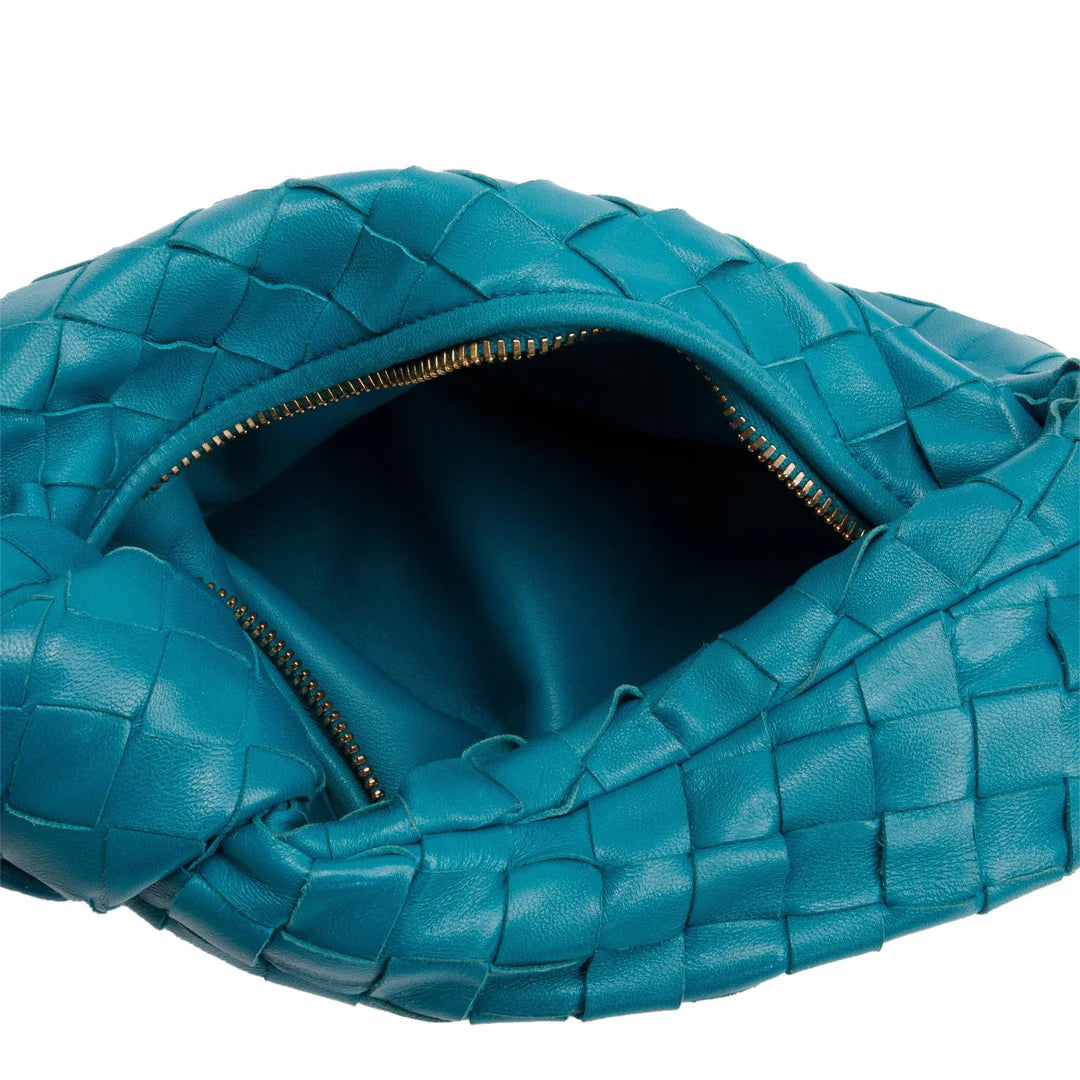 Turquoise Intrecciato Leather Mini Jodie Bag