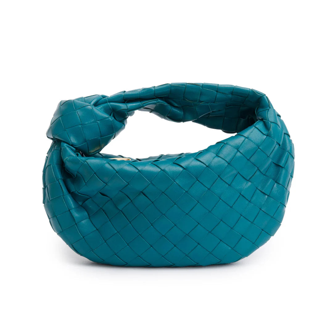 Turquoise Intrecciato Leather Mini Jodie Bag