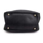 Black Lambskin Leather Camellia Logo Tote Bag