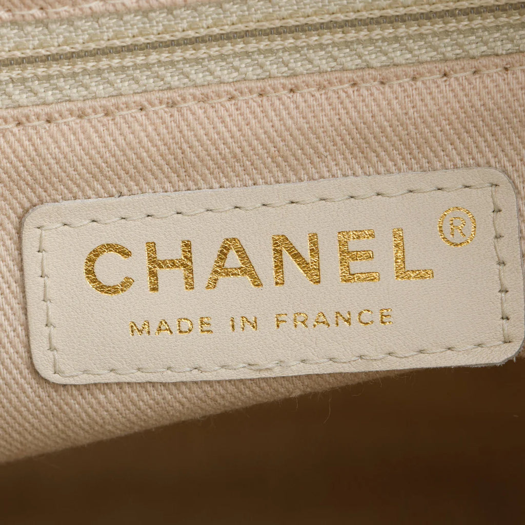 Black Lambskin Leather Camellia Logo Tote Bag