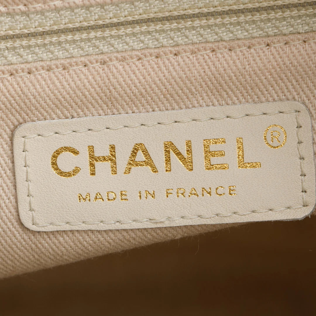 Black Lambskin Leather Camellia Logo Tote Bag