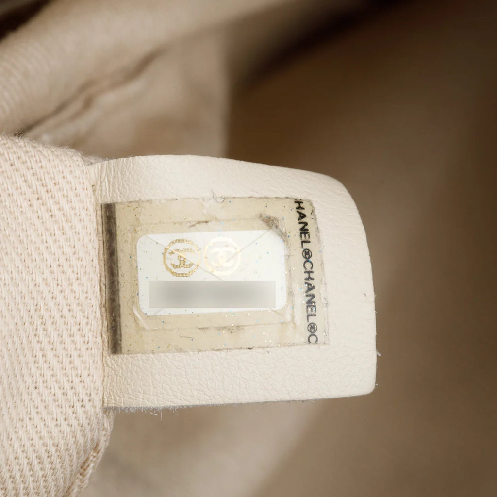 Black Lambskin Leather Camellia Logo Tote Bag