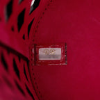 Black Perforated Calfskin See Through Bucket Bag w/ Pouch