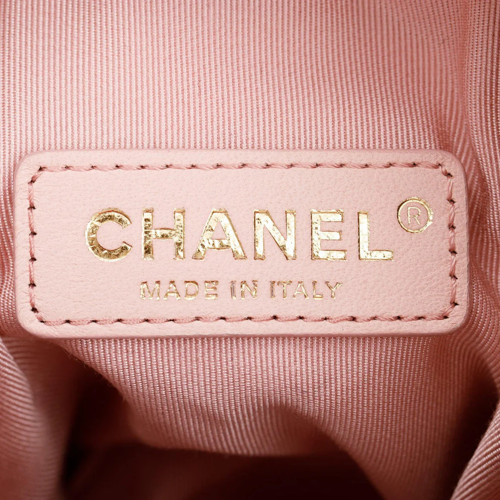 Black Perforated Calfskin See Through Bucket Bag w/ Pouch