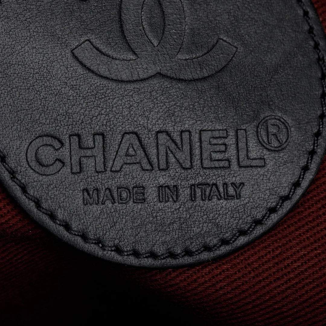 Black Quilted Calfskin Leather Expandable Travel Bag w/ Strap