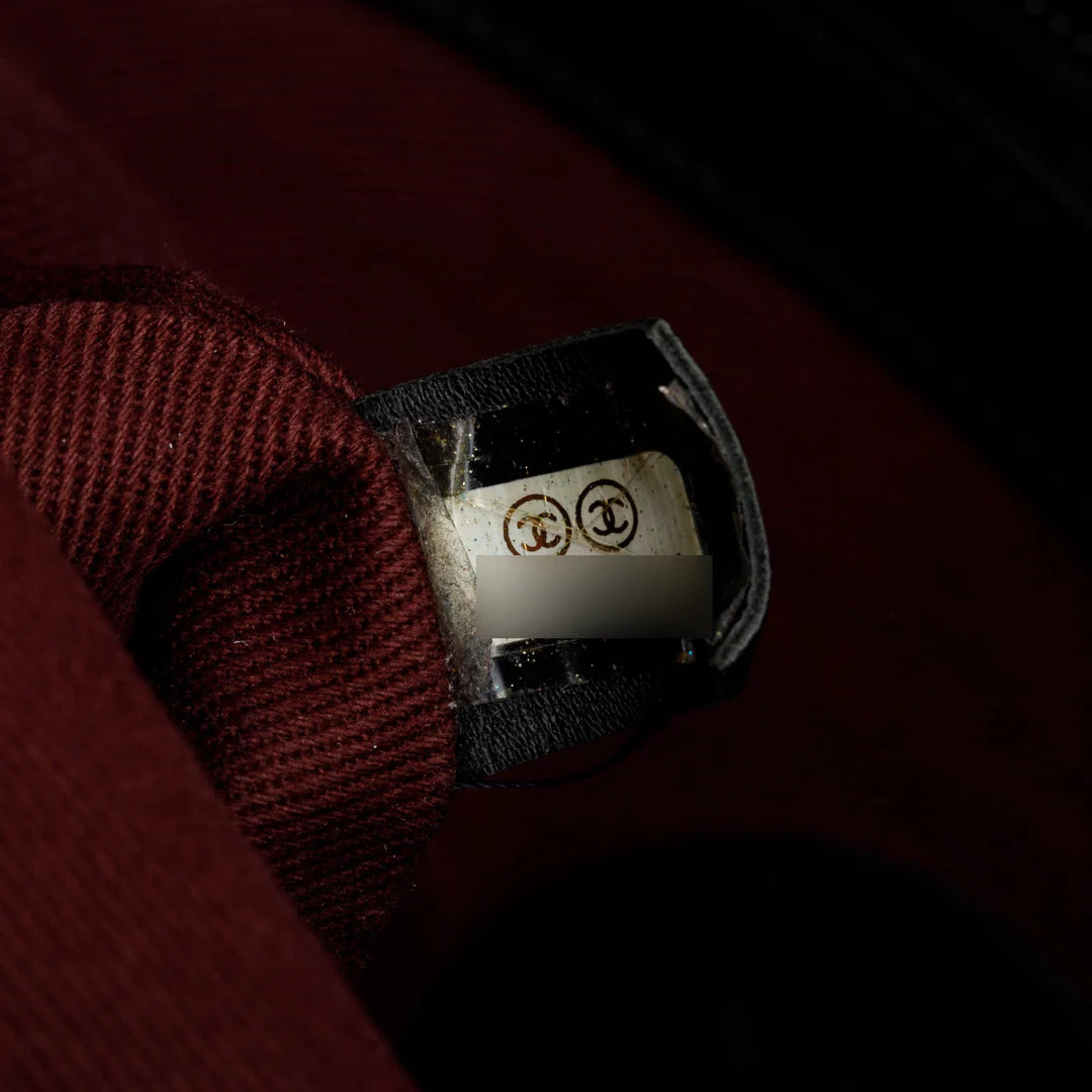 Black Quilted Calfskin Leather Expandable Travel Bag w/ Strap