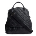 Black Quilted Calfskin Leather Expandable Travel Bag w/ Strap