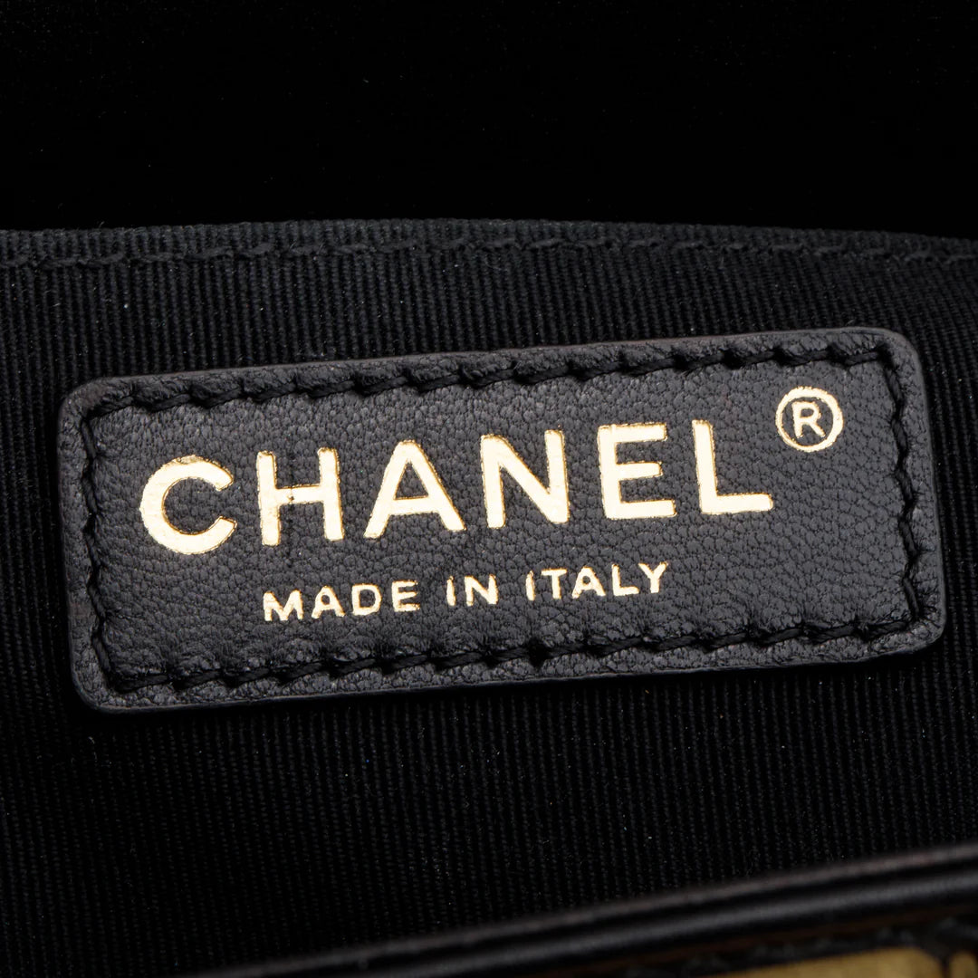 Black Quilted Lambskin Leather Boy Shopping Tote