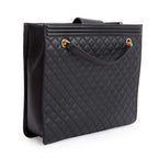 Black Quilted Lambskin Leather Boy Shopping Tote