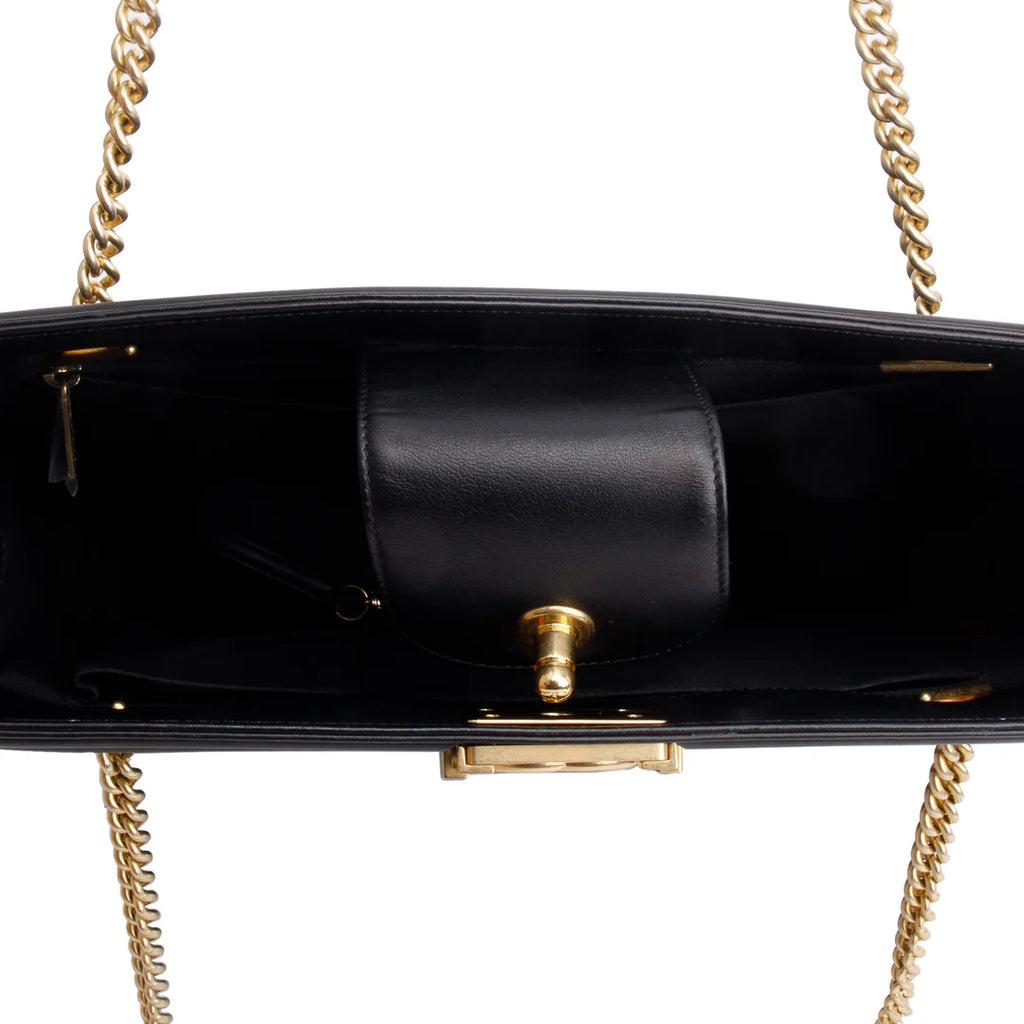 Black Quilted Lambskin Leather Boy Shopping Tote