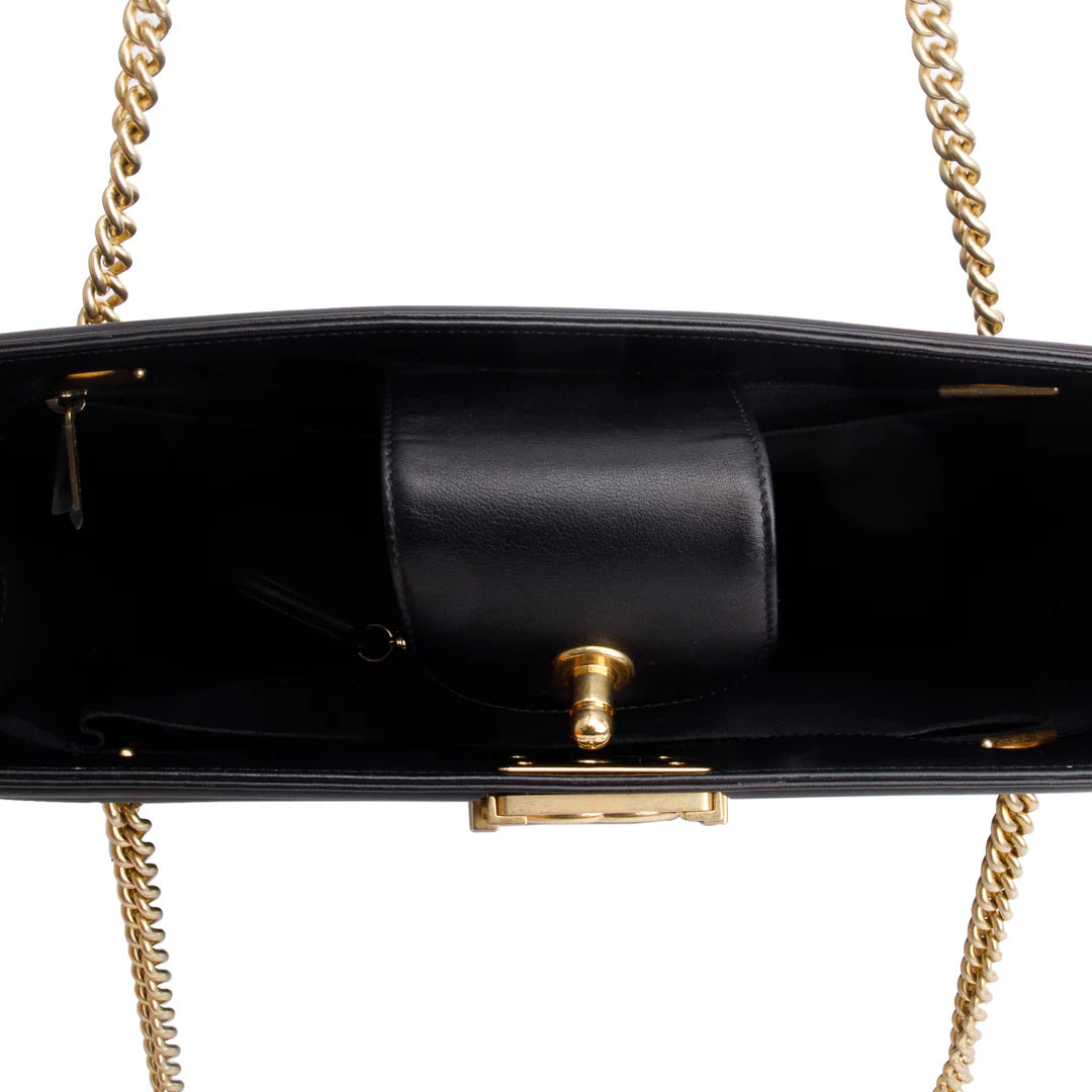 Black Quilted Lambskin Leather Boy Shopping Tote