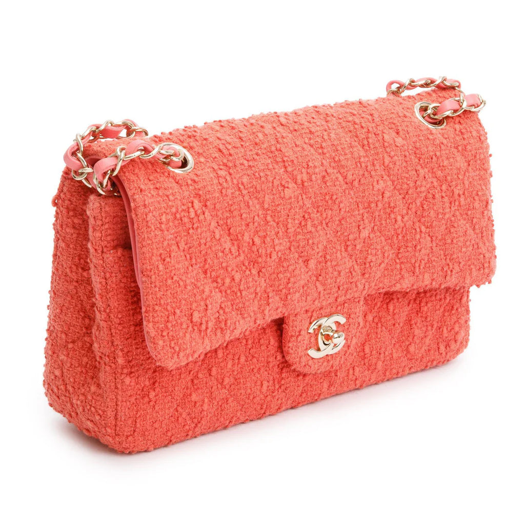 Coral Tweed Classic Medium Double Flap Bag