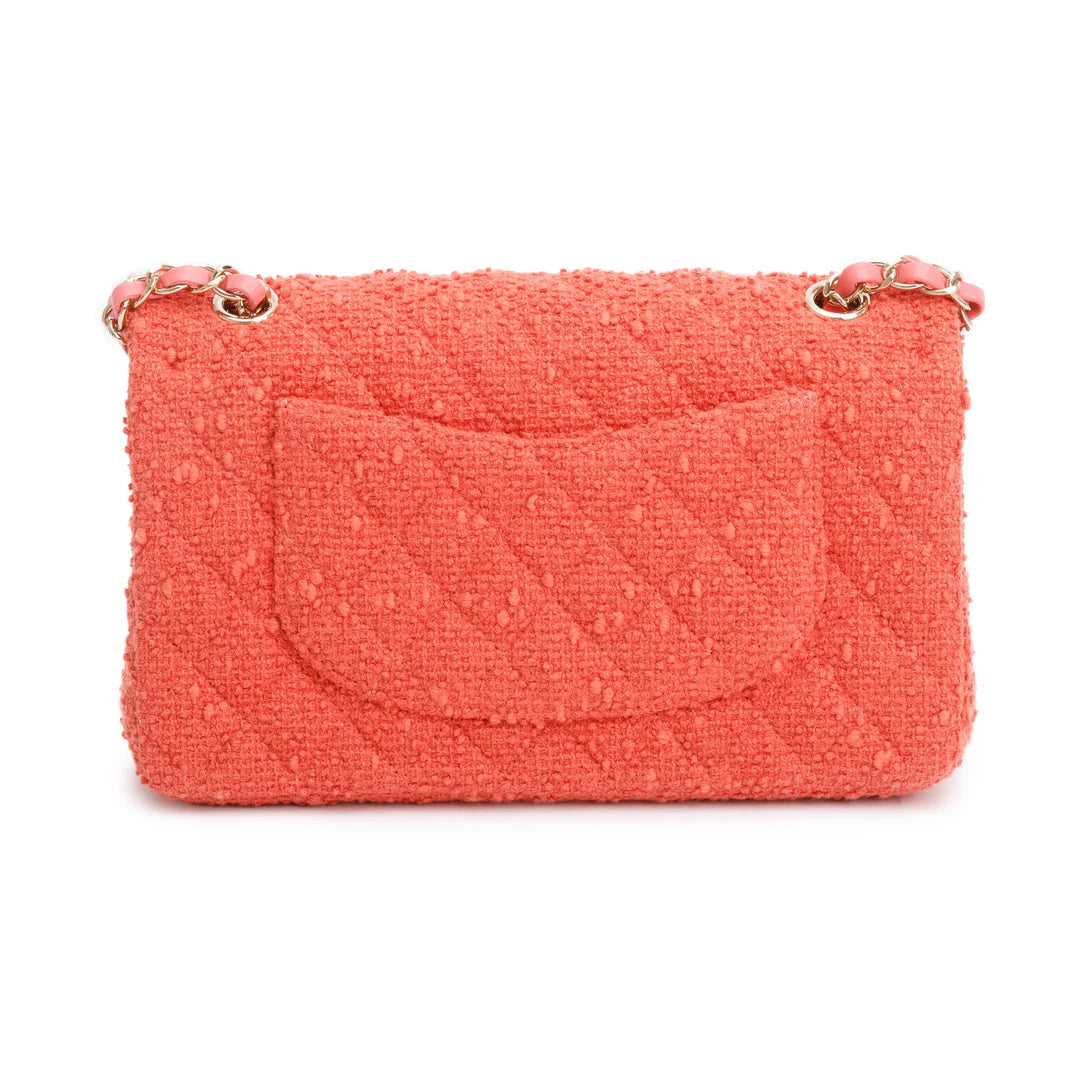 Coral Tweed Classic Medium Double Flap Bag