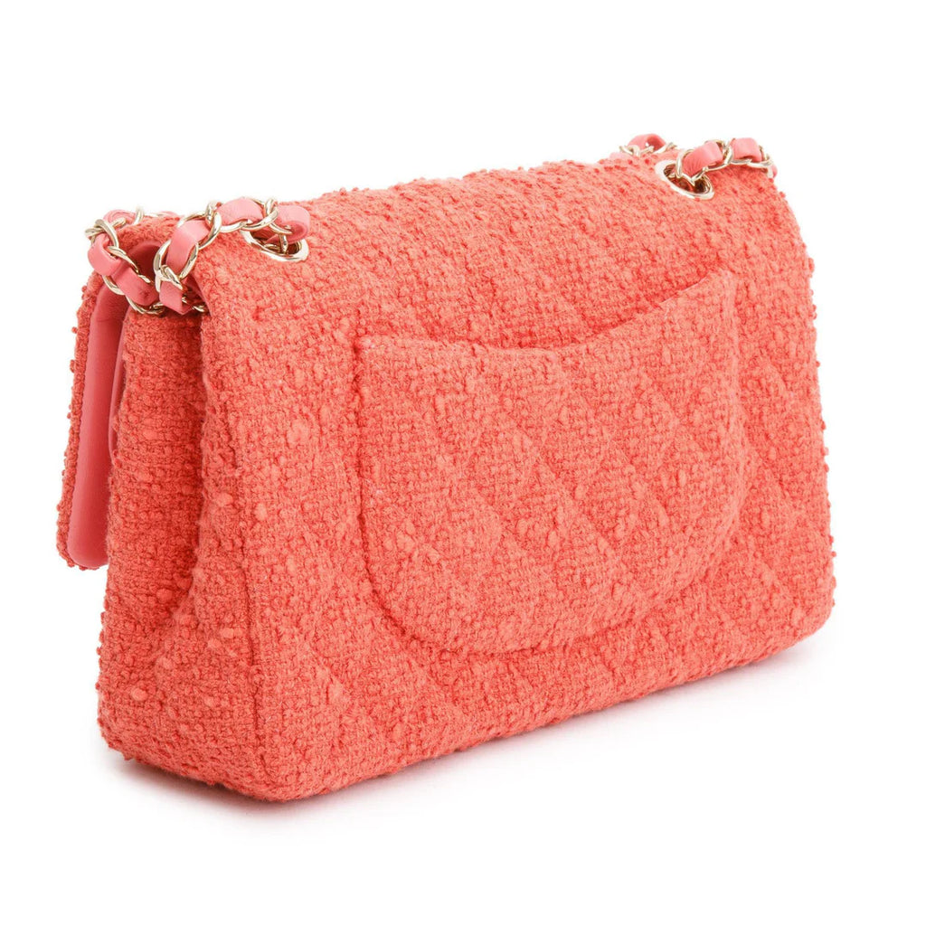 Coral Tweed Classic Medium Double Flap Bag