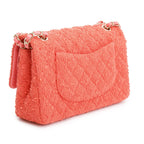 Coral Tweed Classic Medium Double Flap Bag
