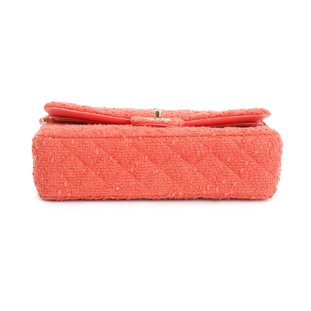 Coral Tweed Classic Medium Double Flap Bag