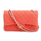 Coral Tweed Classic Medium Double Flap Bag