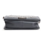 Grey Calfskin Leather Braided Tweed Old Medium Boy Bag w/ Authenticity Card