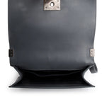 Grey Calfskin Leather Braided Tweed Old Medium Boy Bag w/ Authenticity Card