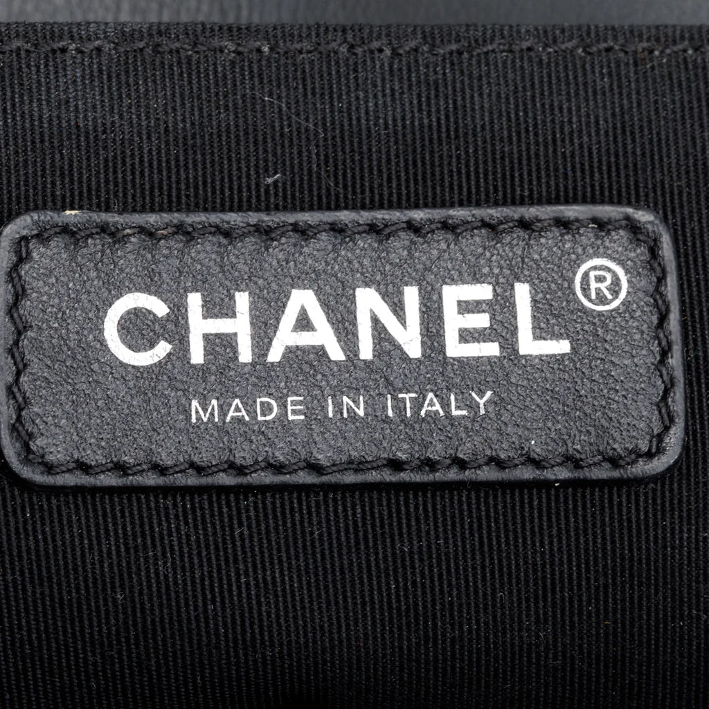 Grey Calfskin Leather Braided Tweed Old Medium Boy Bag w/ Authenticity Card